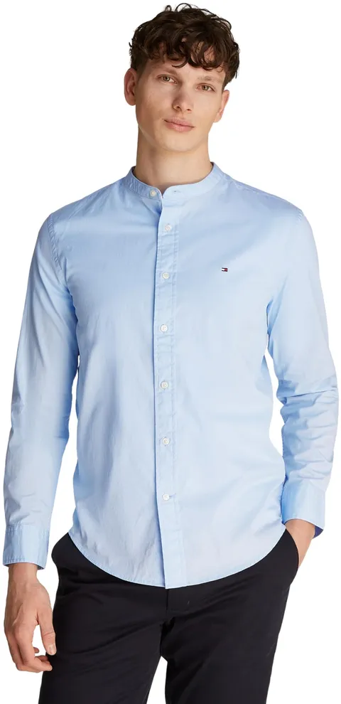 Tommy Hilfiger Uomo Camicia Flex Poplin Solid Mao Regular Fit, Blu (Sweet Blue), XS
