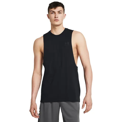Men's Left Chest Cut-Off Tank-Top Black/Black XS XS