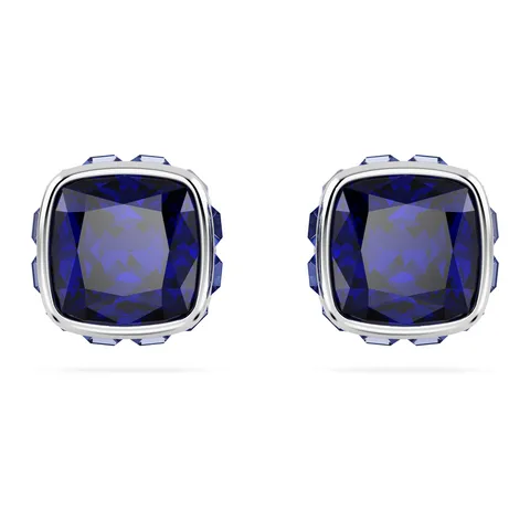 Swarovski Orecchini a lobo Birthstone, Taglio squadrato, Settembre, Blu, Placcato rodio