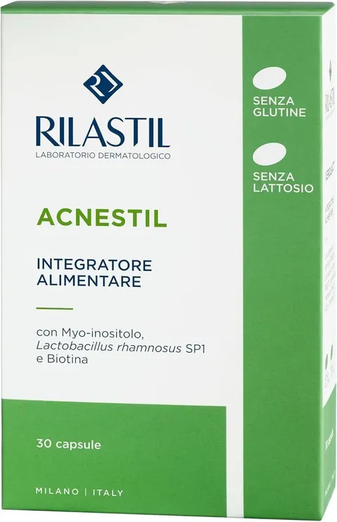 Rilastil Acnestil Integratore Alimentare a base di Probiotici, Prebiotici e Biotina per