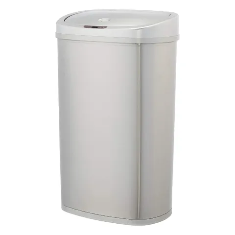 Amazon Basics Pattumiera in acciaio inox, automatica, rettangolare, da 50 litri, acciaio
