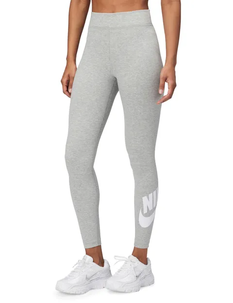 Nike Women's Pantaloni W NSW Nk CLSC Gx HR Tight Ftra, Dk Grey Heather/White, DV7791-063