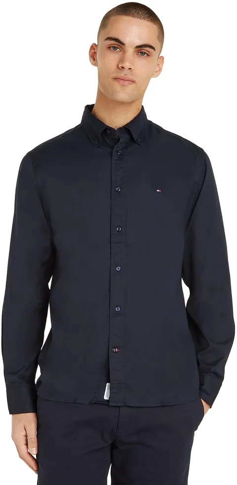 Tommy Hilfiger Camicia Uomo Core Flex Maniche Lunghe, Blu (Desert Sky), S