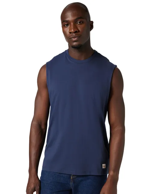 Calvin Klein Uomo Canotta Badge Muscle in Cotone, Blu (Blue Nights), XL