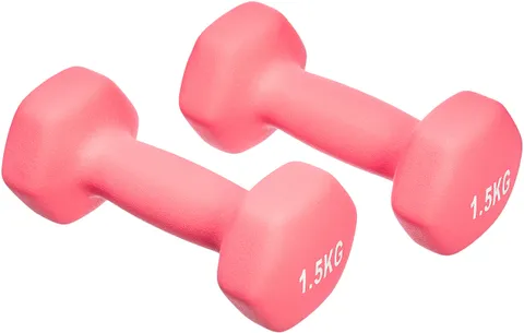 Amazon Basics Coppia di manubri in neoprene, 3 kg (2 x 1,5 kg), Rosa