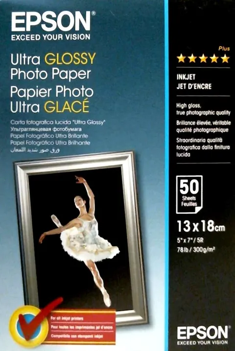 Carta fotografica Epson Ultra Glossy - 13x18cm - 50 fogli - Nuovo