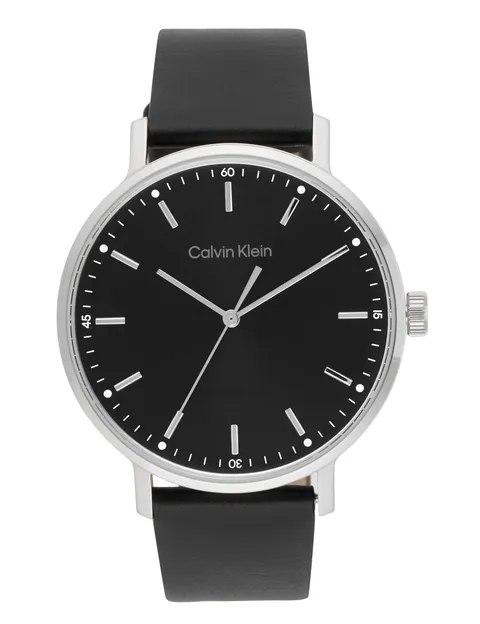 Calvin Klein Orologio Analogico al Quarzo da Uomo Collezione MODERN MESH con Cinturino in Pelle Nero - 25200050