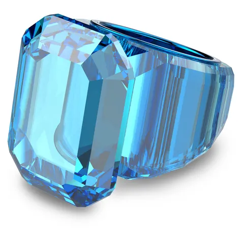 Swarovski Anello cocktail Lucent, Taglio ottagonale, Blu