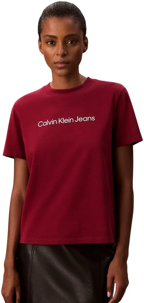 Calvin Klein Donna T-Shirt Maniche Corte Logo Classic Regular Fit, Rosso (Magenta Jewel)