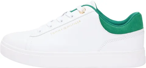 Tommy Hilfiger Casual Cupsole Sneaker Fw0fw09020, Top Bassa Donna, Bianco, Verde, 40 EU