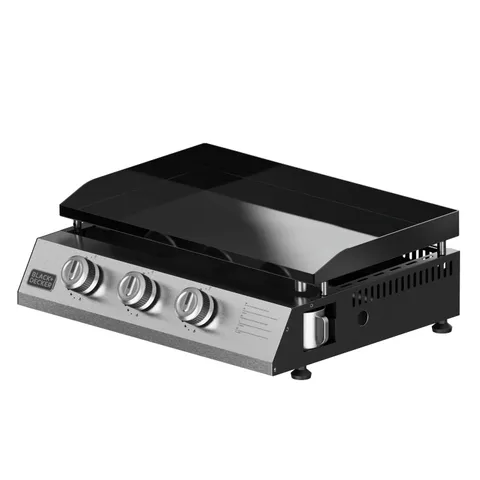 Black+Decker - Piastra a gas BXOP7350E | 3 bruciatori 2,45kW | Piastra acciaio smaltato