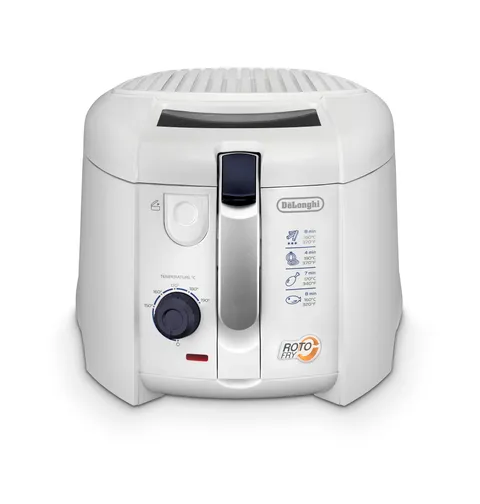 De'Longhi F28211 Friggitrice con Timer Digitale e Cestello Rotante, Termostato Regolabile, Filtro Removibile Antiodore, Capacità Olio 1.2L, Amplio Oblo', Vasca Antiaderente, Cestello Saliscendi