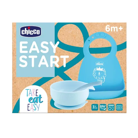 Chicco Set Pappa Silicone Easy Start, Set Pappa Bambino Antiscivolo, Senza BPA, Set