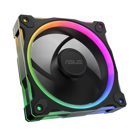 ASUS Prime MR120 ARGB, Ventola per Case da 120 mm, Spessore Telaio 2,8 cm, 20 LED ARGB Compatibili con Aura Sync per Illuminazione da Entrambi i Lati, Massimo 21 dB di Rumore, Nero
