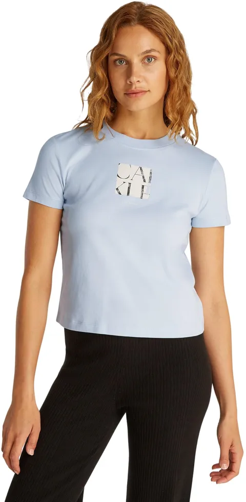 Calvin Klein Donna T-Shirt Maniche Corte Front Photo Graphic Baby Tee con Scollo Rotondo