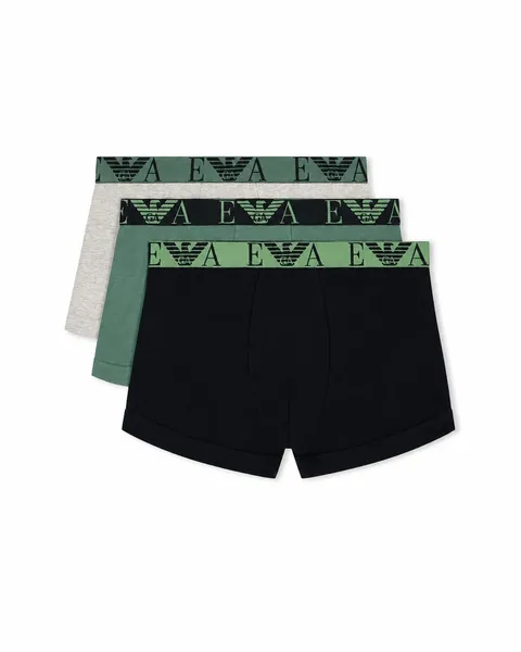 Emporio Armani Men's Bold Monogram 3-Pack Trunk Green XL