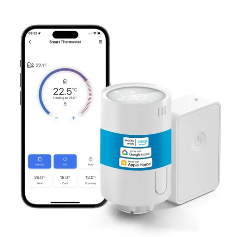 Meross Termostato intelligente per radiatore con hub, termostato per riscaldamento Wi-Fi