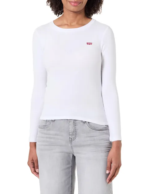 Levi's Maglietta da Donna Essential Housemark a Maniche Lunghe, Bianco., S