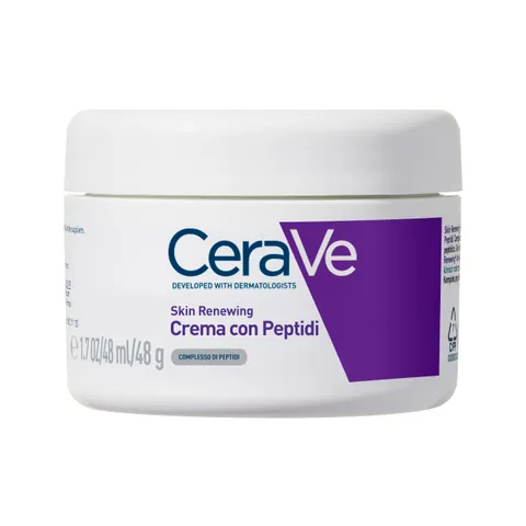 CeraVe Skin Renewing Crema Viso Peptidi, Per Pelle con i Primi Segni dell'Età, Pelle più