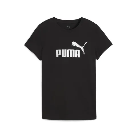 PUMA Maglietta con Logo Ess Metallic No. 1 da Donna XS, Black Metallic Silver