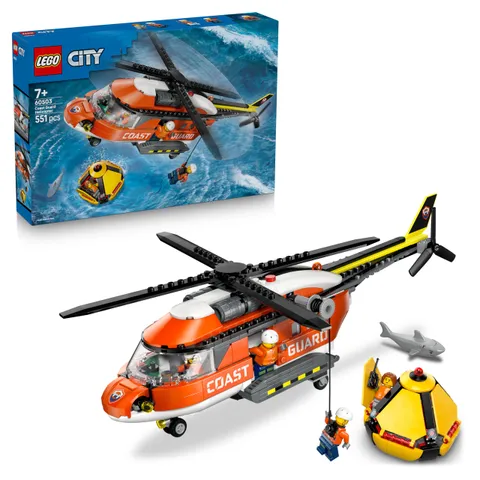 LEGO City Coast Guard Helicopter Toy - Emergency Vehicle Model Kit w/Sliding Doors