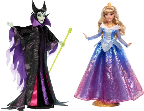Mattel Disney Collector - Malefica e Aurora, set da 2 bambole da collezione con abiti e