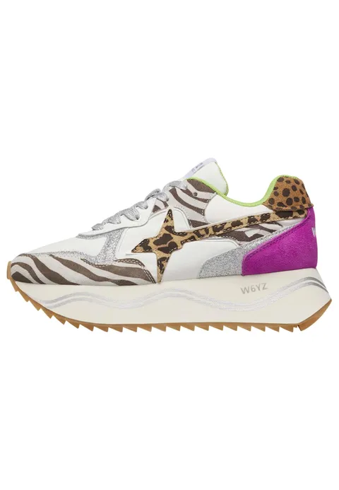 w6yz Sneakers in Suede e Tessuto Tecnico, Nero-Bianco 36