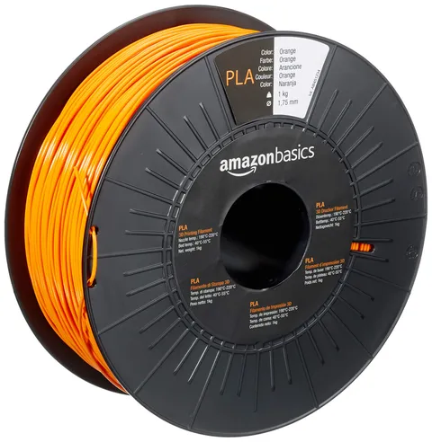 Amazon Basics Filamento per stampanti 3D, in polilattato (PLA), 1.75 mm, arancione, 1 kg