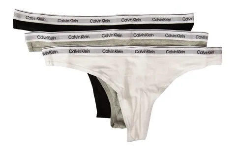 Calvin Klein Perizomi Donna Confezione da 3 Modern Logo Tanga, Multicolore (Black/White/Grey Heather), L