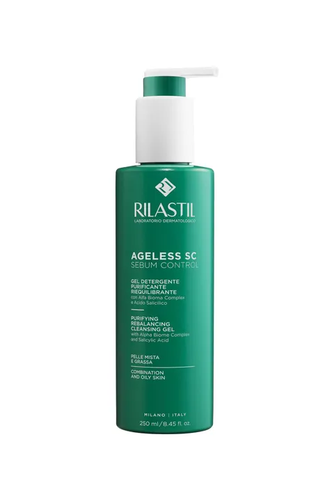 Rilastil Ageless SC Sebum Control, Gel detergente purificante e riequilibrante viso con