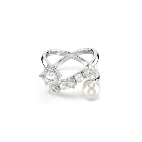 Swarovski Matrix Anello Cocktail, Gioiello Versatile con Zirconia e Crystal Pearl