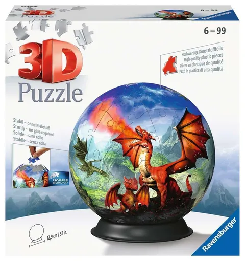 Ravensburger 3D Puzzle 11565 - Pallina puzzle Mystical Dragons - puzzle tridimensionali