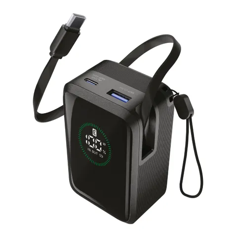 Cellularline power bank Roller 10.000 mAh con output fino a 45 W, cavo USB-C retrattile