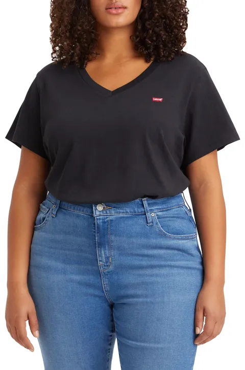 Levi's Plus Size V-neck Tee, T-shirt Donna, Caviar, 3XL