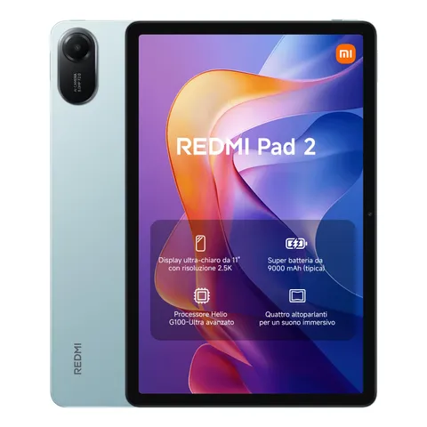 Xiaomi Redmi Pad 2, Tablet 4+256GB, Verde, Display 11" Ultra-Chiaro 2.5K