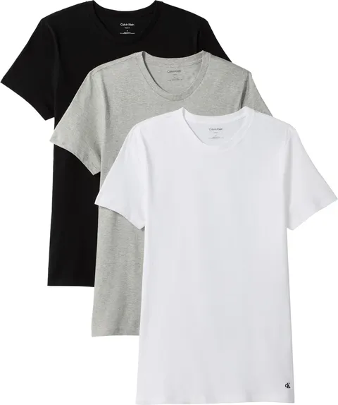Calvin Klein Uomo T-Shirt Maniche Corte Confezione da 3 in Cotone, Multicolore (Black, White, Grey Heather), XL