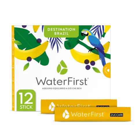 Zuccari WaterFirst Destination Brazil, 12 Stick-Pack da 1,5g, Aromatizzatore per Acqua