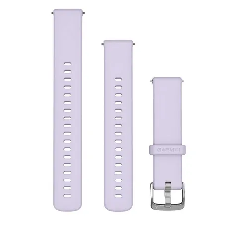 Cinturino Originale Garmin a sgancio rapido per le serie Forerunner 255S, 265S, Venu 3S, 2S, vivoactive 4S e vivomove 3S, 18 mm, Silicone, Periwinkle, fibbia Silver