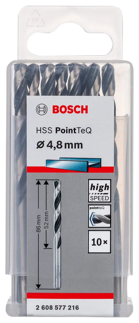 Bosch HSS PointTeQ Punte elicoidali Ø 4,8 mm (10 pz)