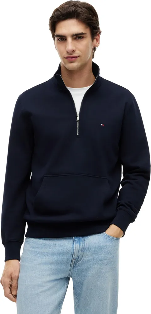 Tommy Hilfiger Uomo Felpa con Cerniera Essential Terry New con Colletto alla Coreana, Blu