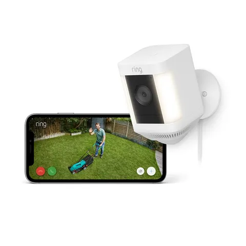 Ring videocamera Plus con faretti plug-in (Spotlight Cam Plus) | Telecamera di sorveglianza HD wifi per esterno con audio bidirezionale, fai-da-te | Ring Home: 30 gg. prova gratuita | 2 telecamere