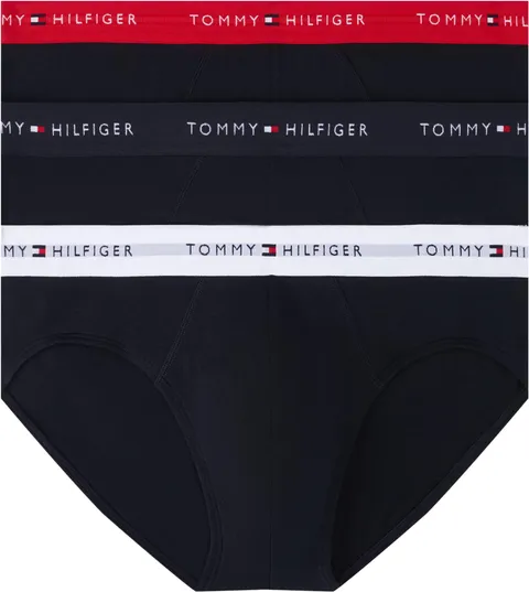 Tommy Hilfiger Uomo Slip Hipster Confezione da 3 con Fascia con Logo, Multicolore (des Sky/Primary Red/White), S