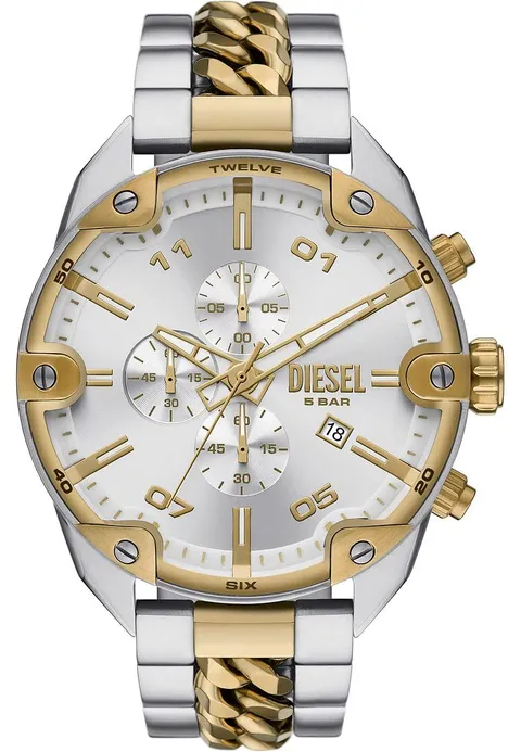 Diesel Orologio Spiked da uomo, movimento cronografo al quarzo con cinturino in acciaio