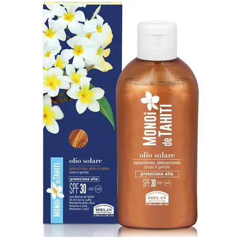 Helan Monoi de Tahiti - Olio Abbronzante Splendente SPF 30 per Corpo e Gambe con Oli di