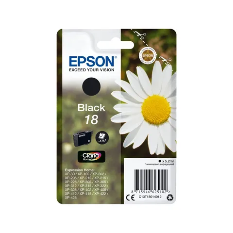 Epson Cartuccia di inchiostro singola originale Claria Margherita 18XL dimensioni XL - Cartuccia nero - 1 x 11,5 ml - I migliori risultati con gli inchiostri originali