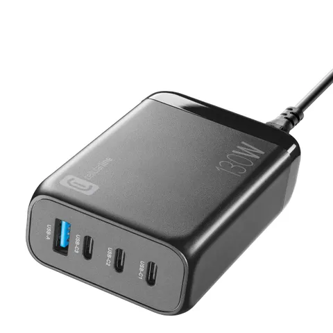 Cellularline - Multipower Desk GaN 130W - Caricabatterie da Rete 4 Porte Ultracompatto