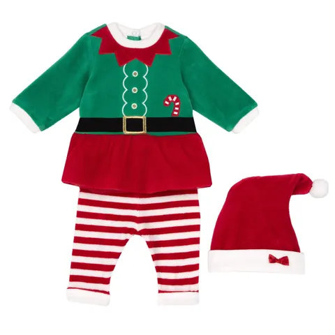 Chicco Outfit Di Natale In Ciniglia, Completo Con Cardigan E Pantaloni Lunghi Unisex