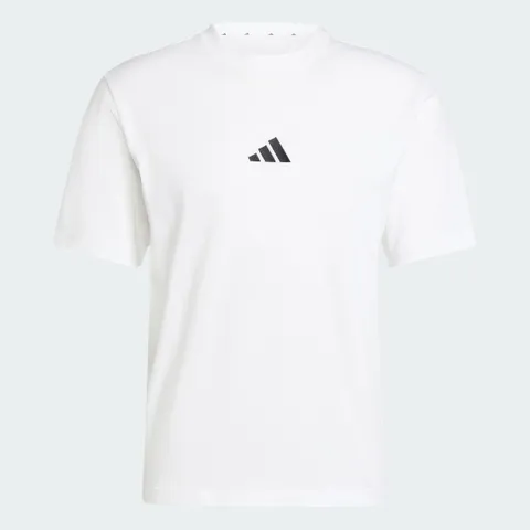 adidas Uomo Essentials Small Logo Single Jersey Shirt, White/Black, XL