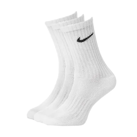 Nike 3PPK Value Cotton Crew Calze, Multicolore (Bianco/Blu), M/ 38-42