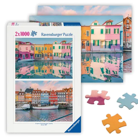 Ravensburger Casette colorate - 2 X 1000 pezzi puzzle per adulti e bambini dai 14 anni in